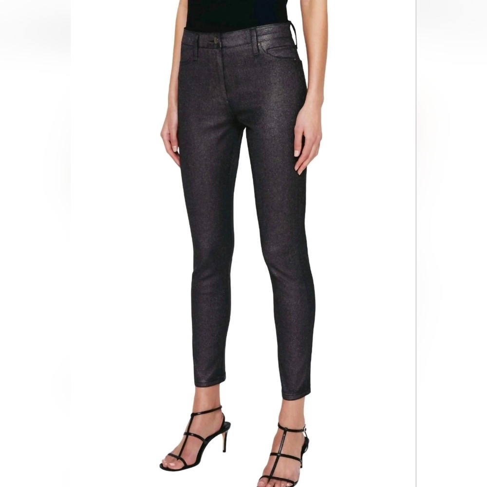 AG Adriano Goldschmied Women Jeans Size 27 Metallic Coated High Rise Skinny New